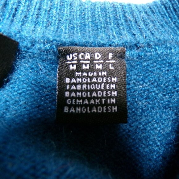 Saks Fifth Avenue Black Label 100% Cashmere V-Neck Sweater Size M Teal #749 - Picture 8 of 9